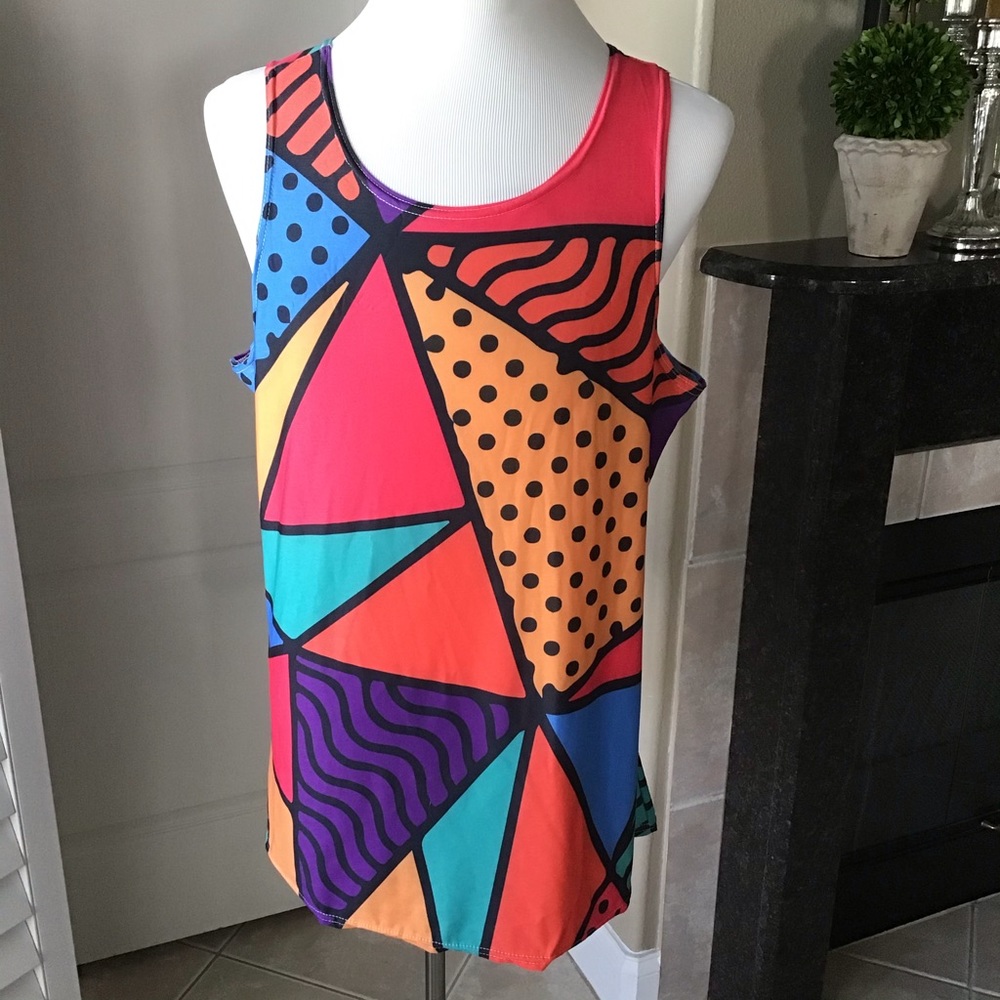LAST 1! LARGE ONLY! Vintage Getonfleek Tank Top Abstract Pop Art Mod Streetwear - Picture 4 of 13